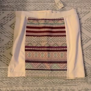 American eagle cream miniskirt with burgundy/black tribal print - size 12 NWT